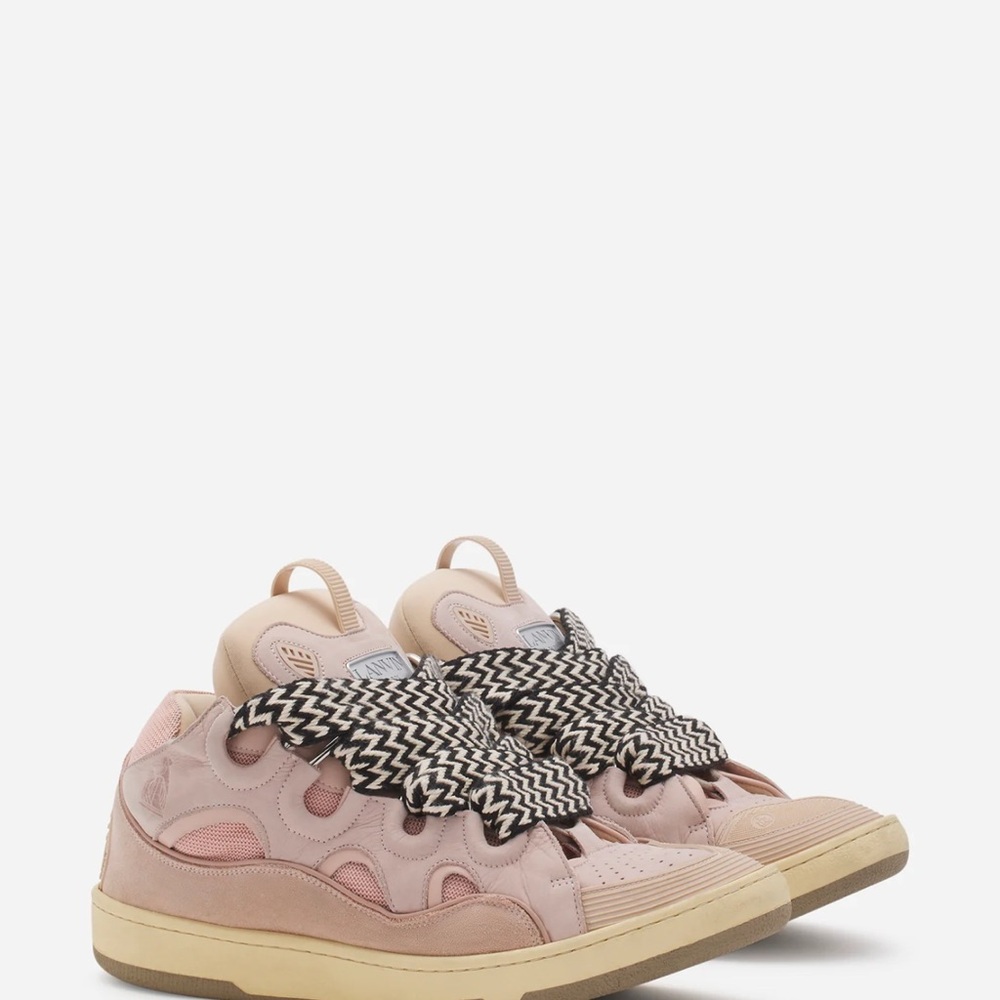LANVIN LEATHER CURB SNEAKERS- pale pink